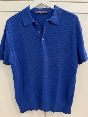 Mr Turk blue knit polo